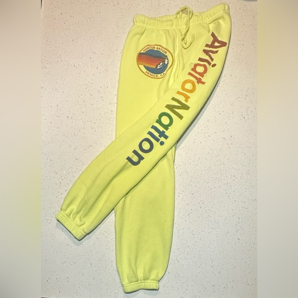 EUC AVIATOR NATION TRIPLE LOGO SWEATS / discontinued yellow